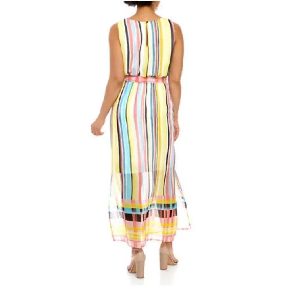 Nine West Sleeveless Printed Chiffon Maxi Dress - Picture 3 of 11